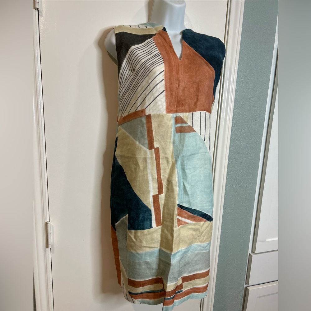 Lafayette 148 NY Taren Linen Shift Dress Sleeveless Size 8